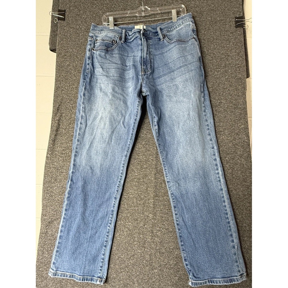 Men's 34x30 Light Wash Straight Leg Jeans Mid Rise Denim Pants Mutual Weave